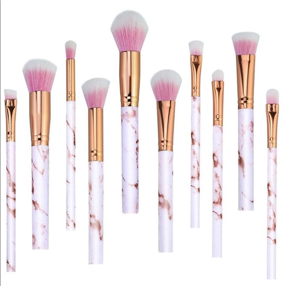 Other - ✨HP ✨ 10 piece Pink Marble Makeup Brush Set